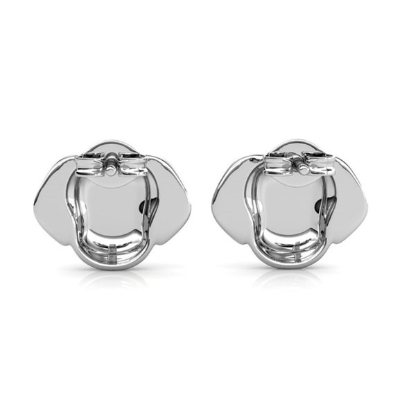 Puppy Dog Stud Earrings With Swarovski‎ Crystals 18K White Gold Plated - Picture 5 of 6